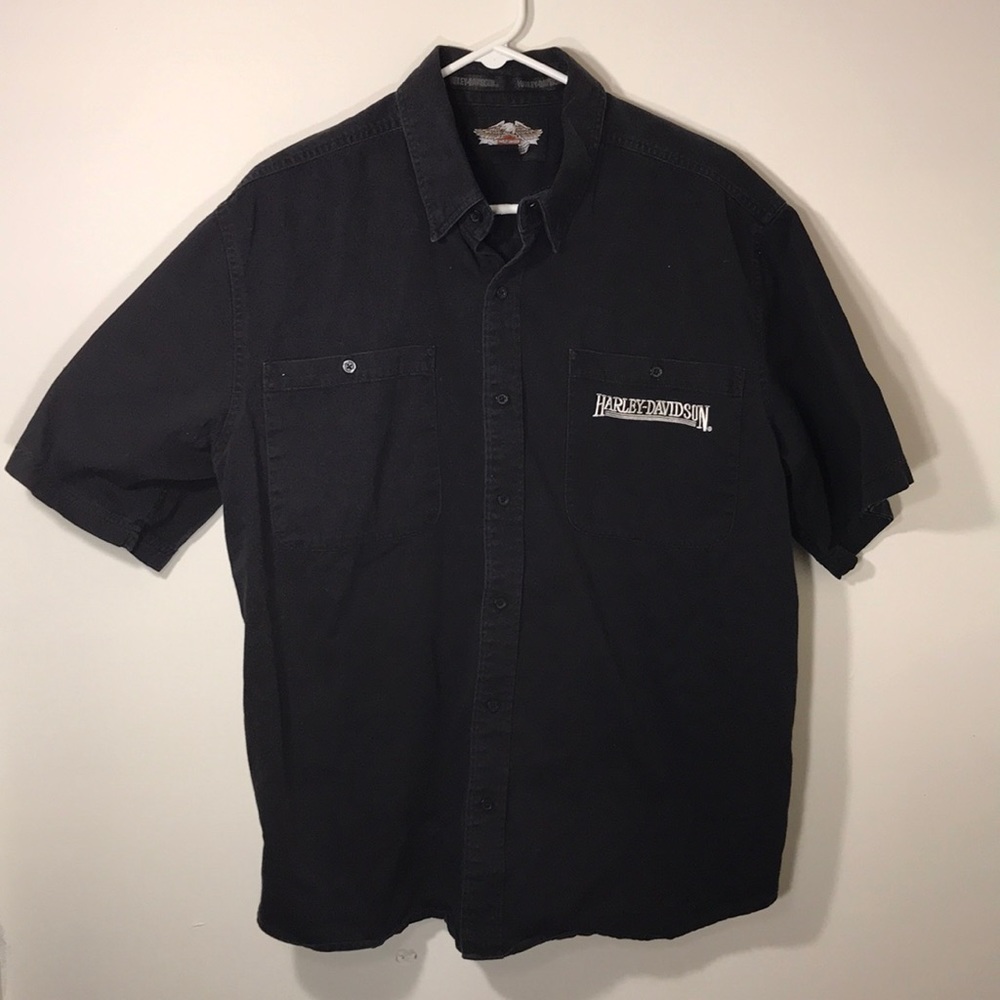 Harley Davidson Black Short Sleeve Button Up